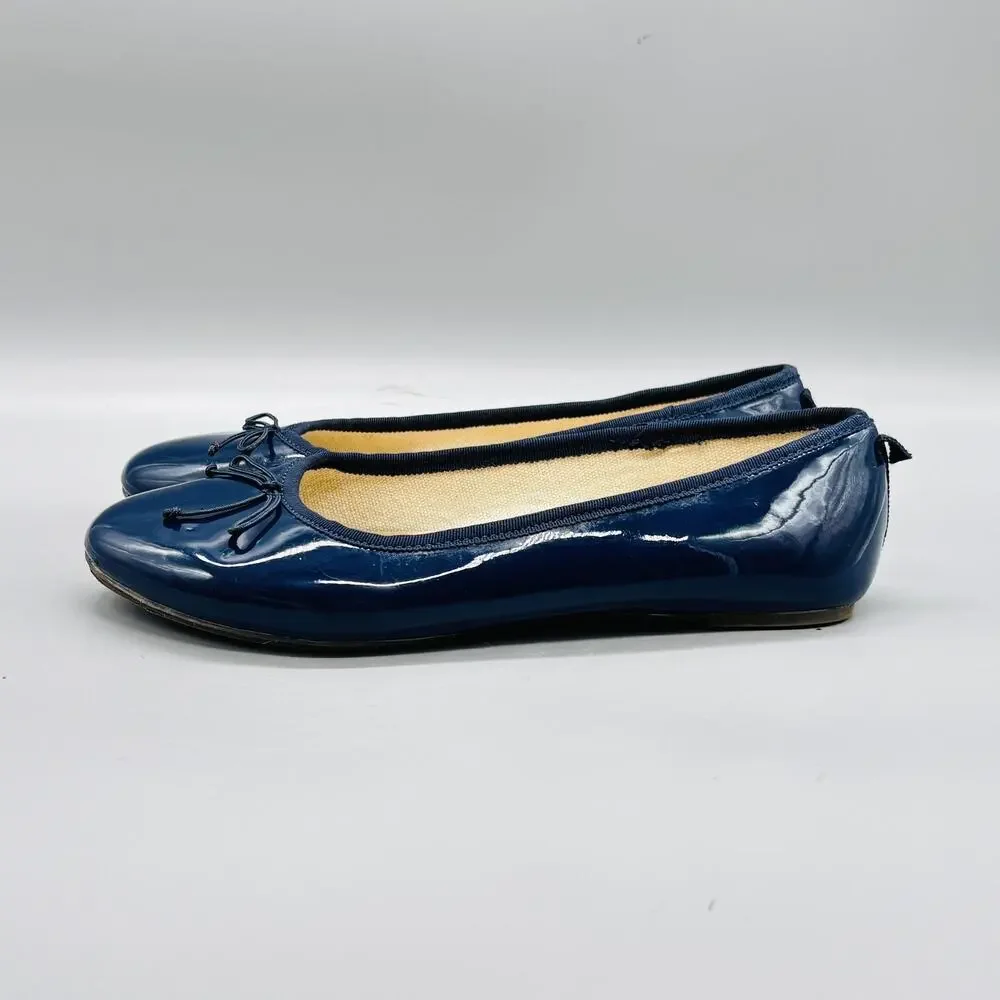 Crewcuts Shoes Kids Girls 5 Blue Patent Ballet Flats Bow Slip On Dress Casual
